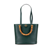 グッチ バンブー ダイアナ ショルダーバッグ ハンドバッグ 750396 グリーン レザー レディース GUCCI 【中古】